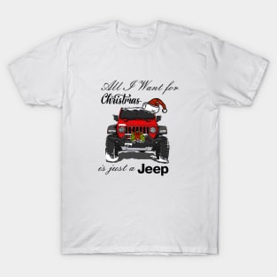 Christmas Jeep Red T-Shirt